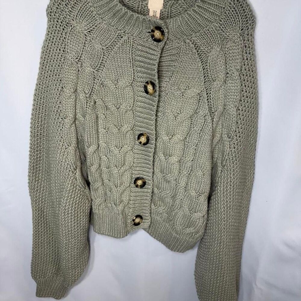 H-m Women's Green and Khaki Cardigan